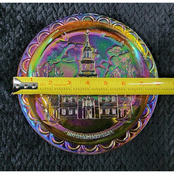 Indiana Glass Marigold Carnival Glass Plate – Independence Hall, 1976 - Picture 9 of 10